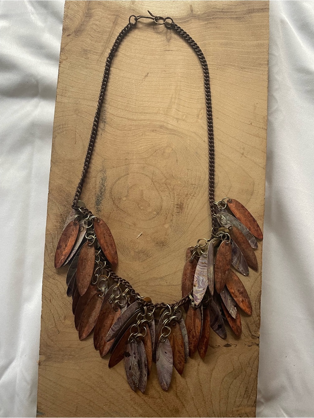 Brown Leaf-Style Pendant Necklace -Metal- Women Jewelry